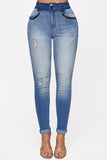 2025 Spot factory direct sales Popular trade New elastic jeans trousers women's high waist slim hip gradual change pants