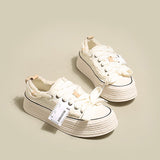 woloong Women's Minority Thick Bottom White Biscuit Shape Sneakers
