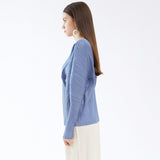New pleated top women's spring women's clothing solid color long-sleeved crew neck t-shirt niche splicing temperament bottoming shirt
