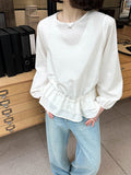2025  spring new Korean  small stand-up collar double-layer ruffle hem drawstring bow shirt 88003