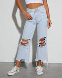 2025 Hot trade  New women's clothing ripped jeans casual loose high-waisted straight-leg pants fashion temperament washed trousers