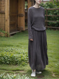 Shan Qian Nianyi, Spring and Autumn retro literary and artistic travel style big pendulum long dress ramie cotton temperament lace-up waist lift dress