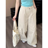 2025  Spring New Korean 2025n Casual Street Spice Girl Overalls Women's High Street Straight Wide Legs 8170