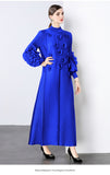 Elegant bead three-dimensional flower dress women's spring pleated bubble sleeve disc flower large size elastic slim dress