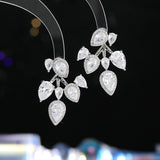 2025 fashion micro-inlaid zircon earrings, high-end sense light luxury water drop two wear earrings, fashion temperament versatile earrings women