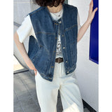 2025  spring new Korean version round neck design sense casual breasted sleeveless fashion versatile vest jacket 1925