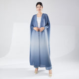 2025 Hot trade dress women's summer high sense fashion gradual change loose bat sleeve cardigan Muslim robe tide