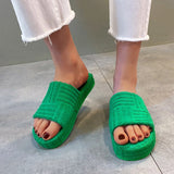 WOLOONG Women's Large Size Fluffy Flat Platform Outdoor Slippers