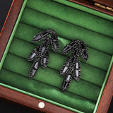 2025 Earrings for women's niche high-end zircon leaf long earrings for women's s925 silver needle exquisite versatile leaf earrings