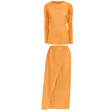 Folds spring new basic suit Korean version temperament versatile long-sleeved top skirt suit women