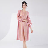 2025 Women's clothing summer high-end dress bronzing loose large size A-shaped skirt versatile and thin pleated skirt Popular style