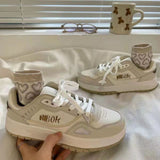 woloong Nectarine Milk Coffee Color Platform Female Retro Sneakers