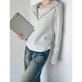 2025  spring new design fake two pieces niche fake two pieces base slim and thin outer top 1928