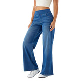 2025 new denim wide-leg pants women's high waist and thin multi-pocket straight loose cat beard horse Liu  casual pants
