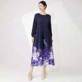 2025 Hot trade Sanzhai dress women's summer high sense dignified intellectual printing loose large size meat covering a word thin skirt