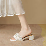 WOLOONG Women's Summer Outer Wear Mid French Style Heels