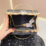 WOLOONG 2025 New New party celebrity banquet bag diamond-encrusted handbag women's wedding banquet handbag one shoulder oblique span dinner bag