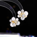 2025 retro pearl flower ball earrings women's s925 silver needle light luxury temperament high sense fashion personality versatile earrings