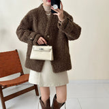 2025 friendly fur fleece large V-neck single-row two-button imitation mink coat ferret jacket to keep warm in autumn and winter