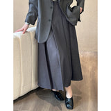 2025  spring new Korean version of high-end temperament A word long skirt suit pleated skirt 2551-1