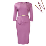 WOLOONG D501 2025 2025 trade new women's clothing  New new solid color hip wrap OL pencil skirt African dress