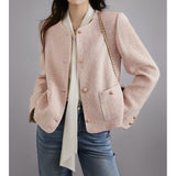 2025 Temperament wears a pink Xiaoxiangfeng jacket, high-end women's clothing, textured tweed, spring and autumn  spring clothing short.