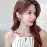 2025 fashion micro-inlaid zircon earrings, high-end sense light luxury water drop two wear earrings, fashion temperament versatile earrings women