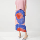 2025 PP series counter quality skirt new high waist commuting versatile side split printing straight hip skirt