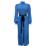 WOLOONG D123T New   women's clothing loose pleated polka dot dress long skirt  large size 2025 dress