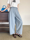 2025  spring new Korean version of solid color elastic pants fashion trend straight casual pants 1963