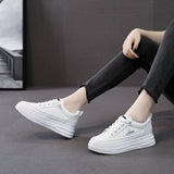 woloong Women's Increasing Insole Platform White All-match Board Sneakers