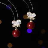 2025 Autumn and winter New Year's earrings niche design earrings temperament exquisite women's s925 silver needle love zircon pearl stud earrings