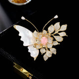 2025 High-end natural shell butterfly micro-inlaid zircon brooch niche light luxury coat, exquisite dinner corsage accessories