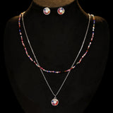 2025 Summer Rainbow Color Beaded Stacked Belt Necklace Set Light Luxury Niche Clavicle Chain Neck Chain Versatile Girl Heart Accessories