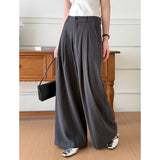 2025  spring new Korean version of high-waisted casual drape trousers mopping loose wide-leg trousers 8035-2