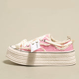 woloong Women's Minority Thick Bottom White Biscuit Shape Sneakers