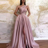 spring new  Popular trade  New new sexy split-ended slanted shoulder dress long dress evening dress women