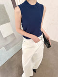 2025  spring new Korean version of half-height round neck knitted sweater sleeveless inside and outside vest top 2052-1