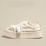woloong Women's Minority Thick Bottom White Biscuit Shape Sneakers