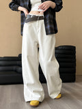 2025  spring new Korean version loose and thin drape casual mopping denim straight wide-leg pants 6398