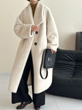 2025 friendly mink solid color lapel extended single-breasted high-end imitation mink coat, ferret jacket to keep warm in autumn and winter