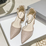 WOLOONG Elegant Women's High Buckled Chunky Banquet Heels