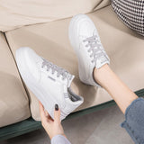 woloong Graceful Slouchy Women's White Breathable Platform Sneakers