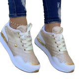 woloong New Size Lace Up Round Head Sneakers