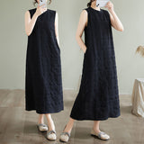 Temperament round neck sleeveless vest dress women's  summer new loose texture high-end exquisite long dress