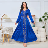 MT123 Middle East Popular trade new embroidered Muslim robe women's temperament long ethnic style dress abaya