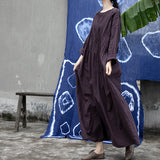 Shan Qian Nianyi, design sense, spring and autumn cotton and linen retro literature and art loose and thin handmade organ pleated robe dress