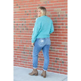 2025 New  new light-colored pants, long ripped jeans, women's clothing, street mid-waist small feet and trousers