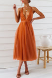 woloong Tonight’s the Night Lace Dress - Orange