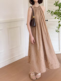 2025  spring new sleeveless neck hanging new Chinese suspender dress women's design temperament long skirt 82563